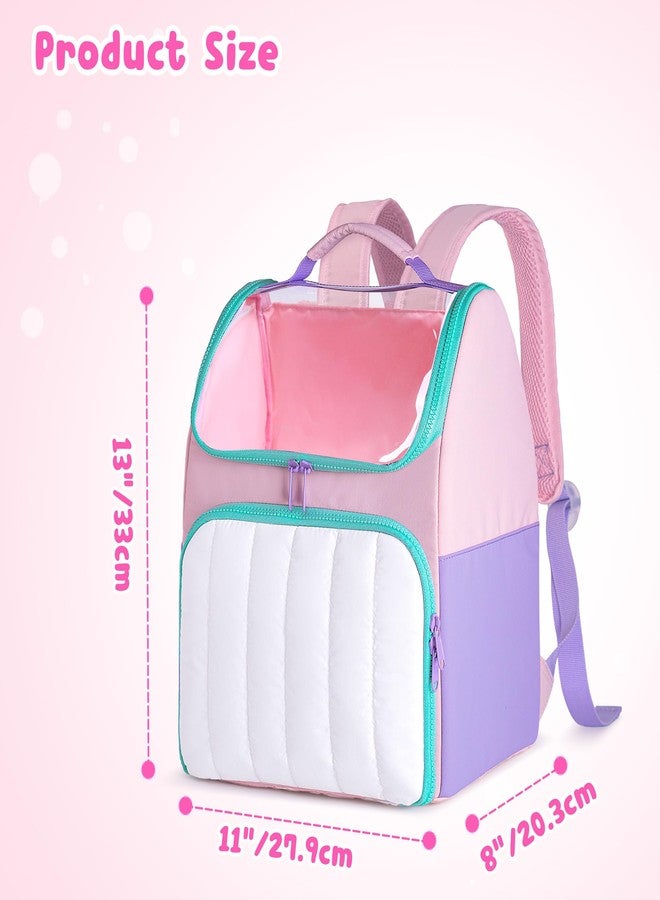 LoDrid 18 Inch Doll Carrying Backpack with Top Clear Window, Lightweight Puffy Storage Bag with Handle and Adjustable Straps, Travel Carrier Case for Dolls Clothes and Accessories, Pink, Bag Only - Image 5